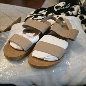 womens solid color beach sandals elastic bands lightweight - Canada